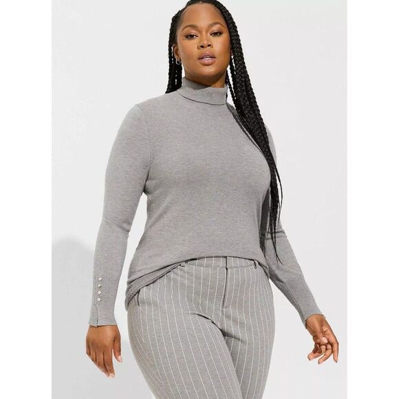 Torrid Everyday Soft Pullover Turtleneck Sweater 1X Gray Long Sleeve #40895216 - Picture 1 of 9